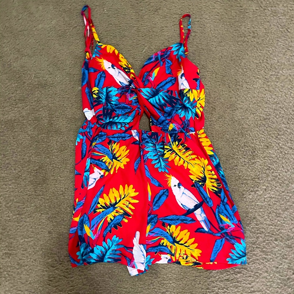 Flowered red romper